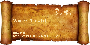 Vavro Arnold névjegykártya
