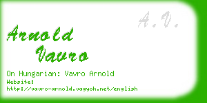 arnold vavro business card